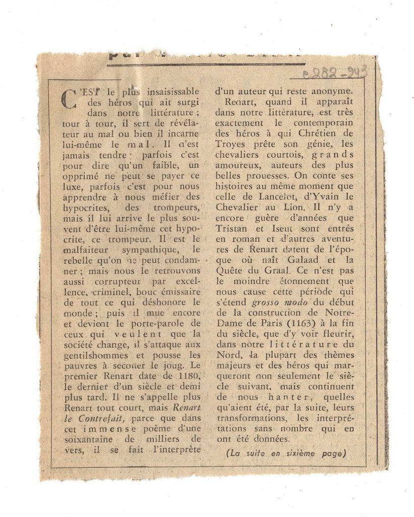 “Renart le trouble-fête”