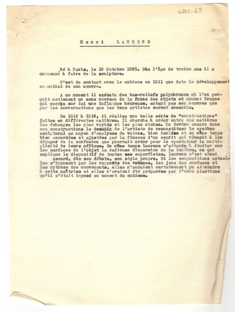 Βιογραφικό σημείωμα του Henri Laurens
