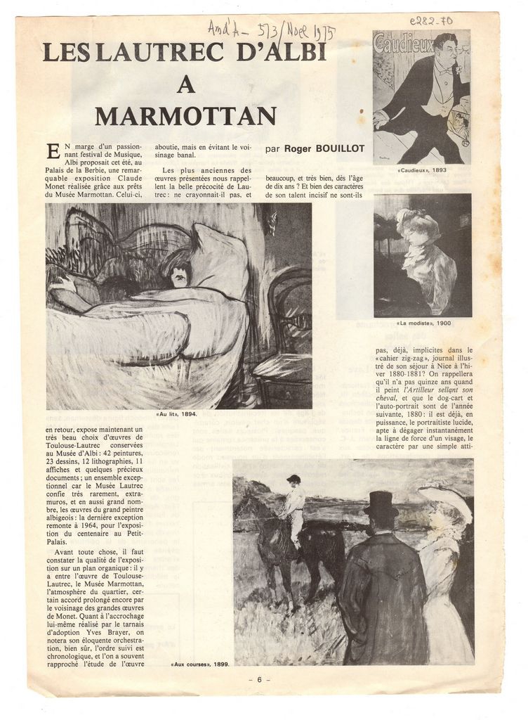 “Les Lautrec d’ Albi à Marmottan”