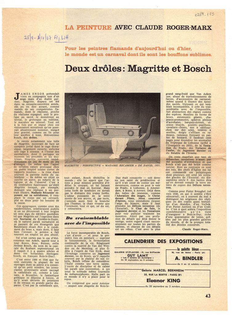 “Deux drôles: Magritte et Bosch”