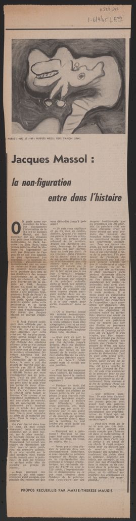 “Jacques Massol: la non-figuration entre dans l’histoire”