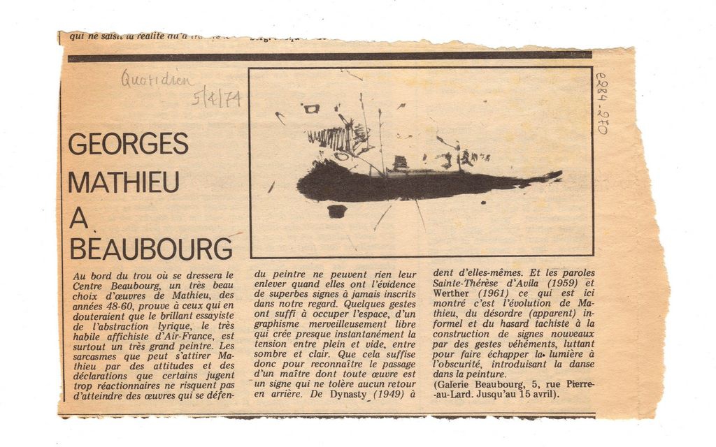 “Georges Mathieu à Beaubourg”
