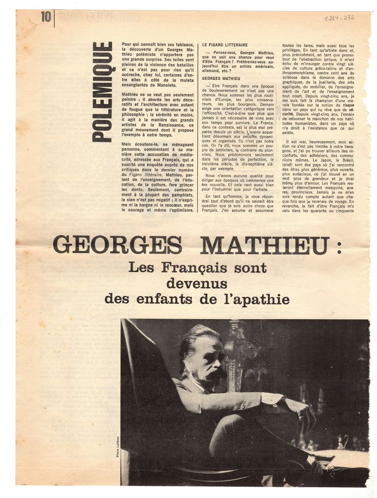 “Georges Mathieu: Les Français sont devenus des enfants d’apathie”