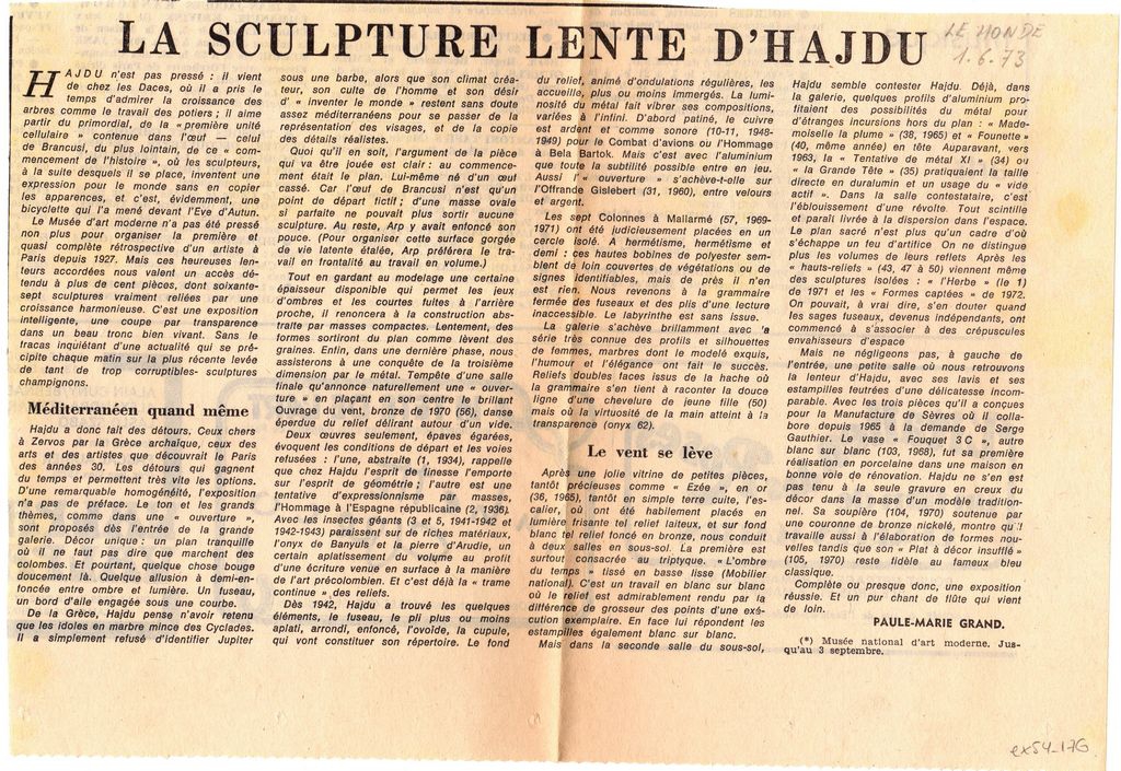 “La sculpture lente d’ Hajdu”