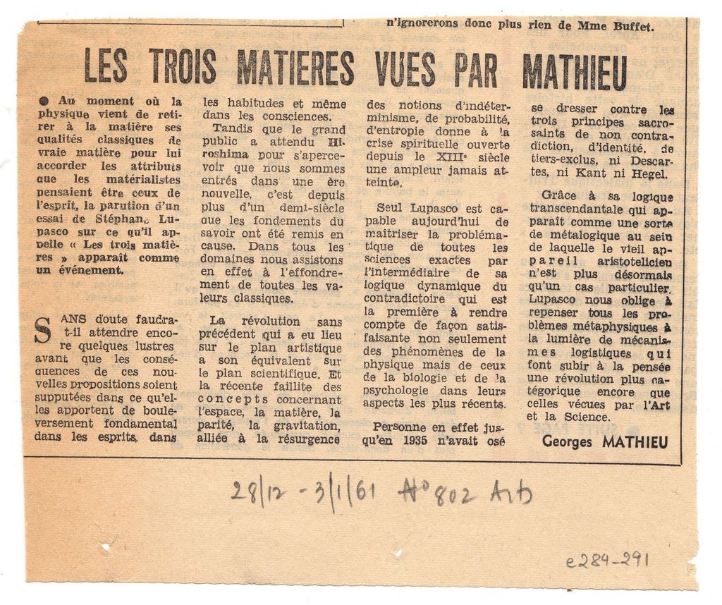 “Les trois matieres vues par Mathieu”