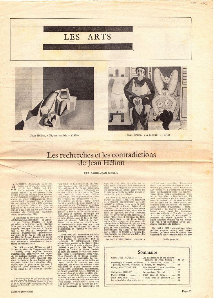 “Les recherches et les contradictions de Jean Hélion”