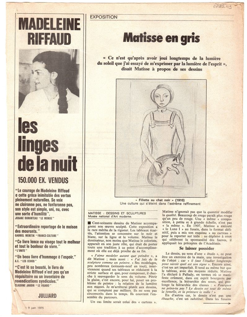 “Matisse en gris”