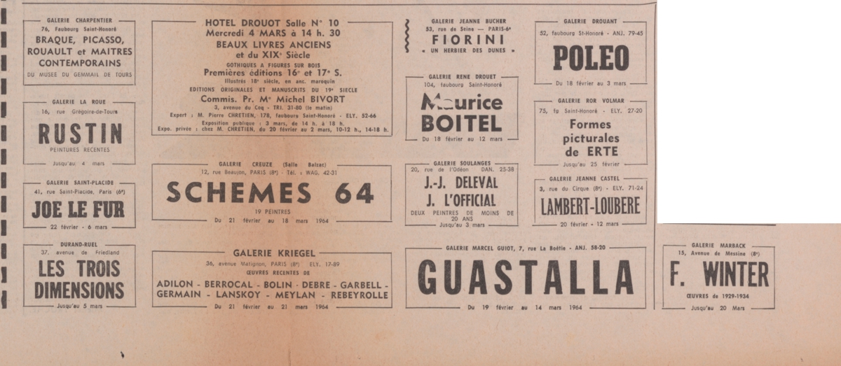 Εκθεσιολόγιο της περιόδου, Φεβρουάριος 1964