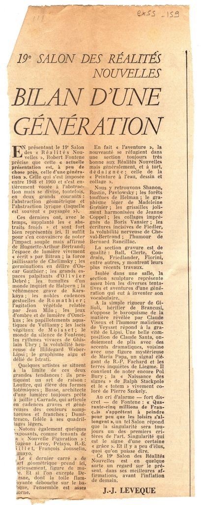“19e Salon des Réalités Nouvelles. Bilan d’ une génération”
