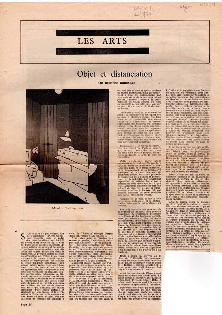 “Objet et distanciation”