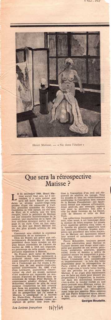 “Que sera la retrospective Matisse?”