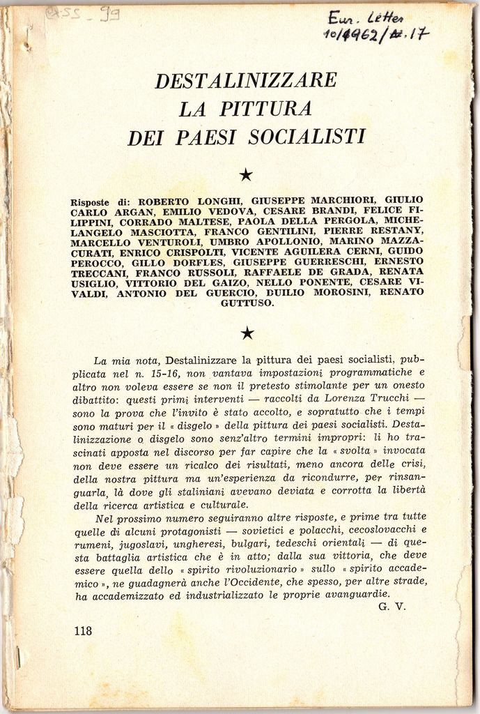 “Destalinizzare la pittura dei paesi socialisti”
