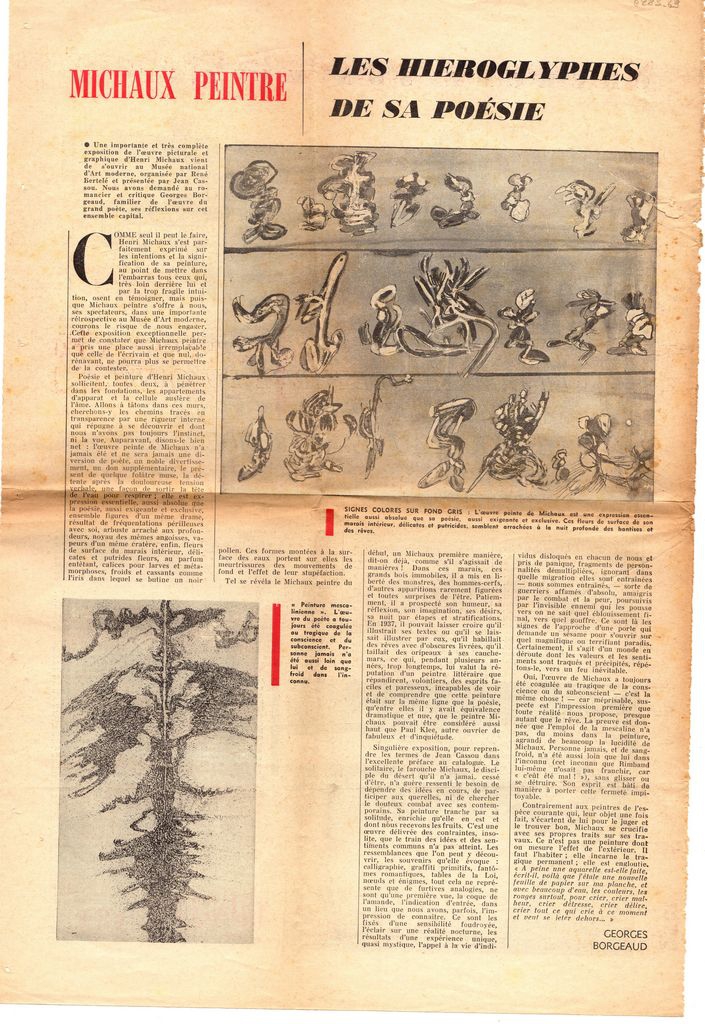 “Michaux peintres les hiéroglyphies de sa poèsie”