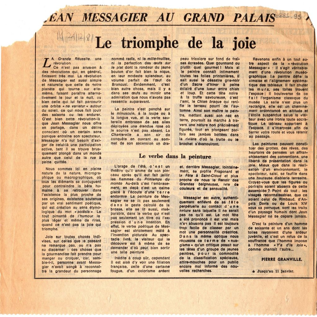 “Jean Messagier au Grand Palais. Le triomph de la joie”