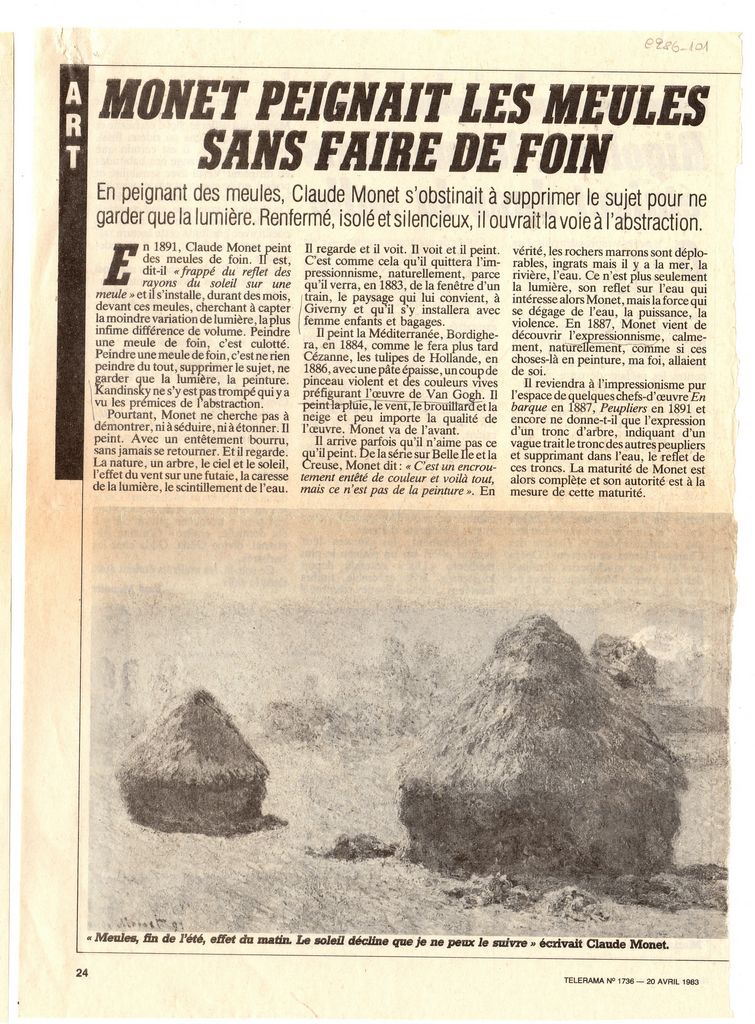 “Monet peignait les meubles sans faire de foin”
