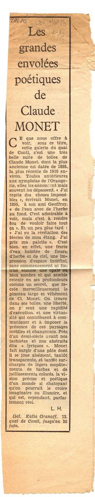 “Les grandes envolés poétiques de Claude Monet”