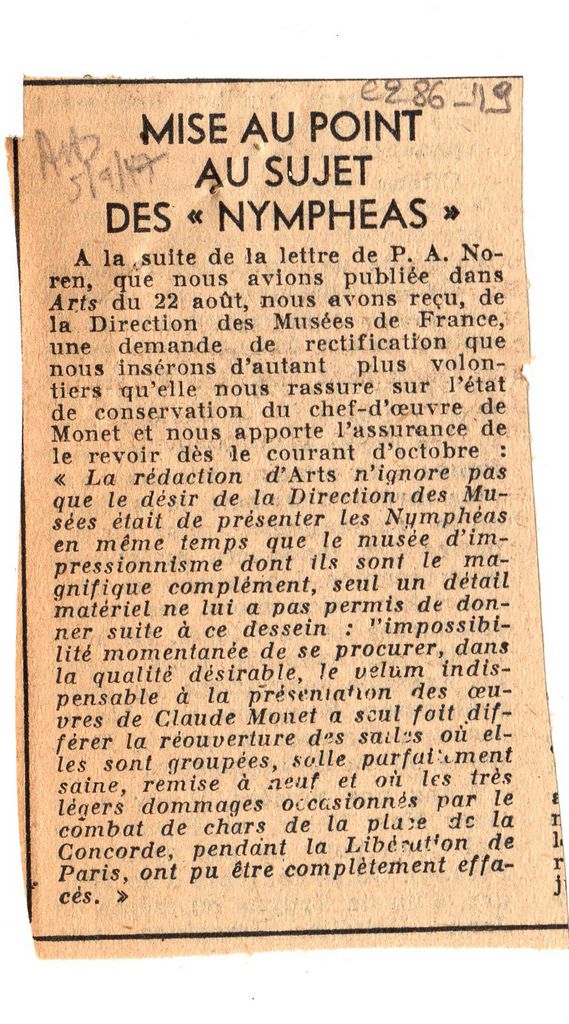 “Mise au point au sujet des ‘Nympheas'”