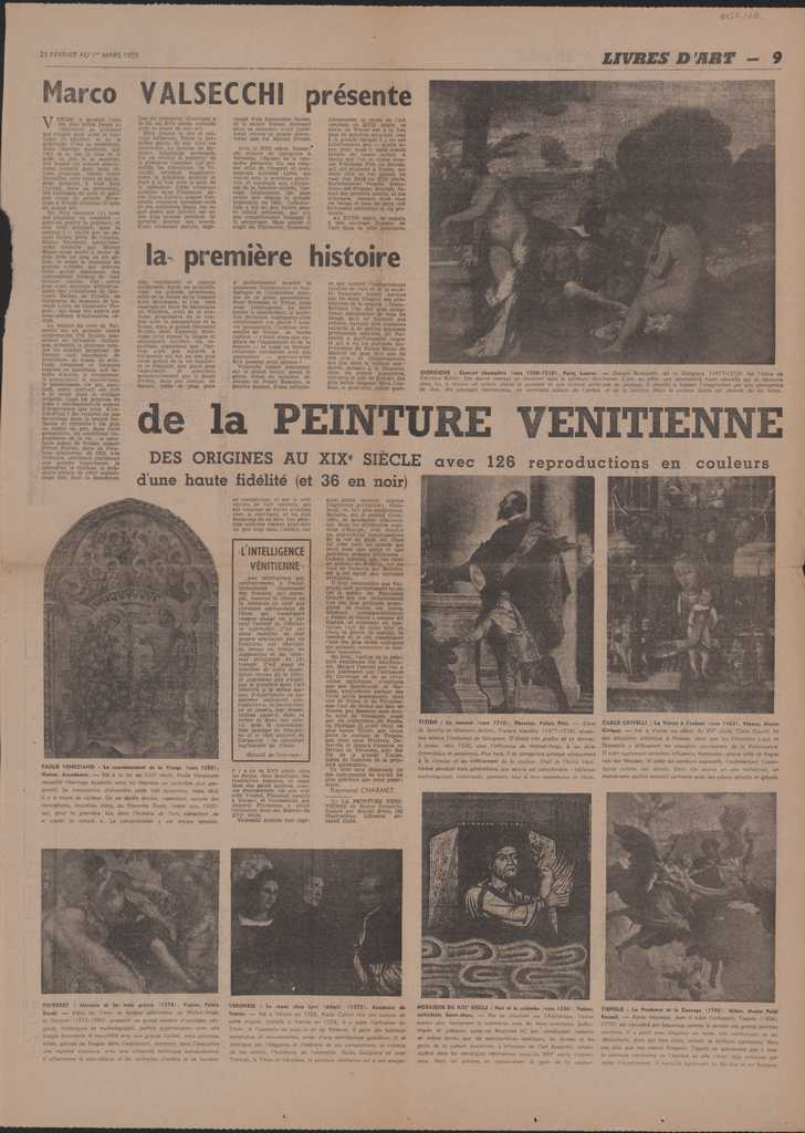 “Marco Valsecchi présente la première histoire de la peinture vénitienne”
