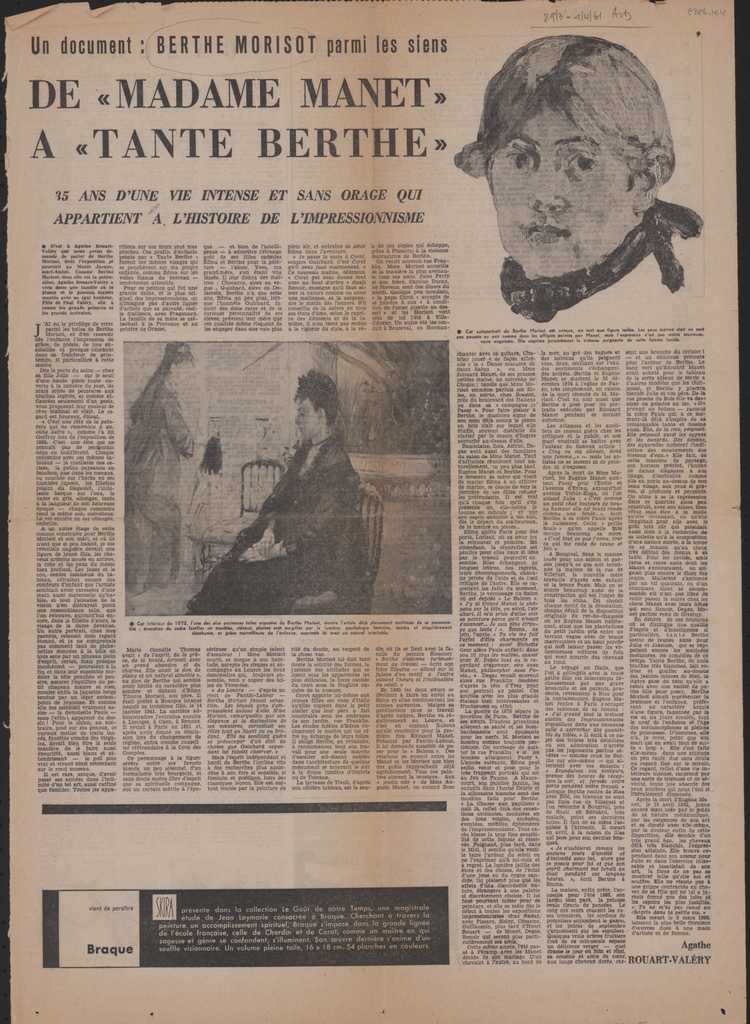 “Un document: Berthe Morisot parmi les siens ‘De ‘Madame Manet’ à ‘Tante Berthe'”