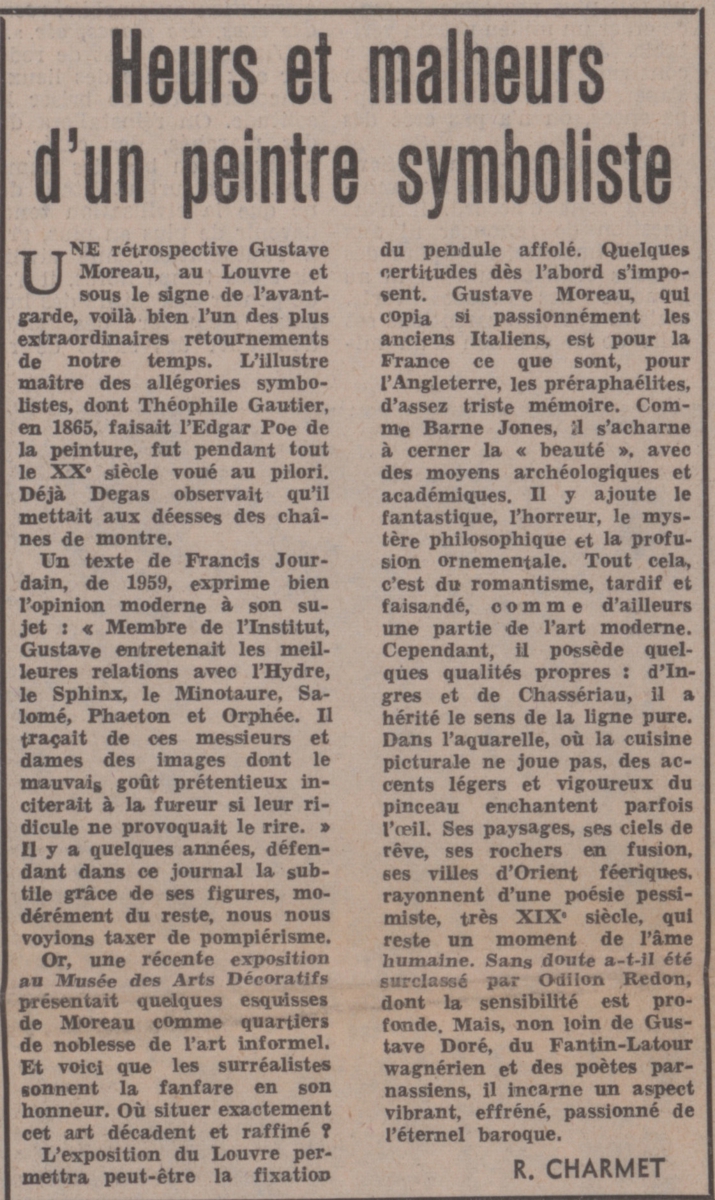 “Heures et malheurs d’ un peintre symboliste”