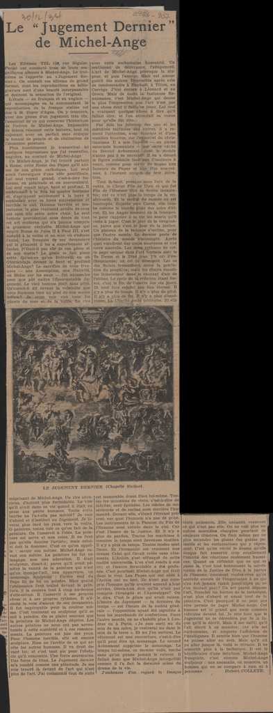 “Le ‘Jugement Dernier’ de Michel-Ange”