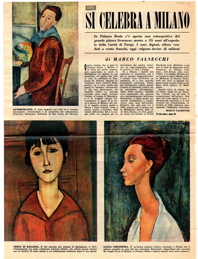 “Si celebra a Milano la gloria di Amedeo Modigliani”