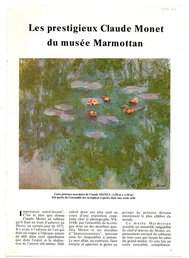 “Les prestigieux Claude Monet du musée Marmottan”
