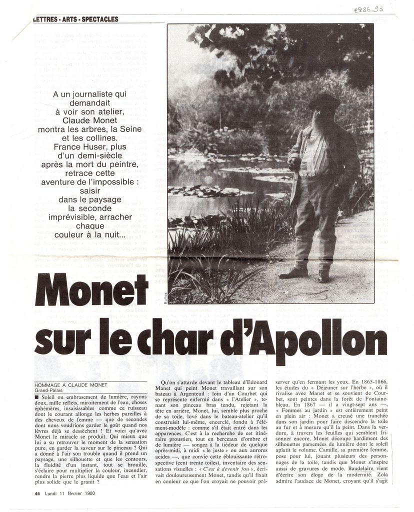 “Monet sur le char d’ Apollon”