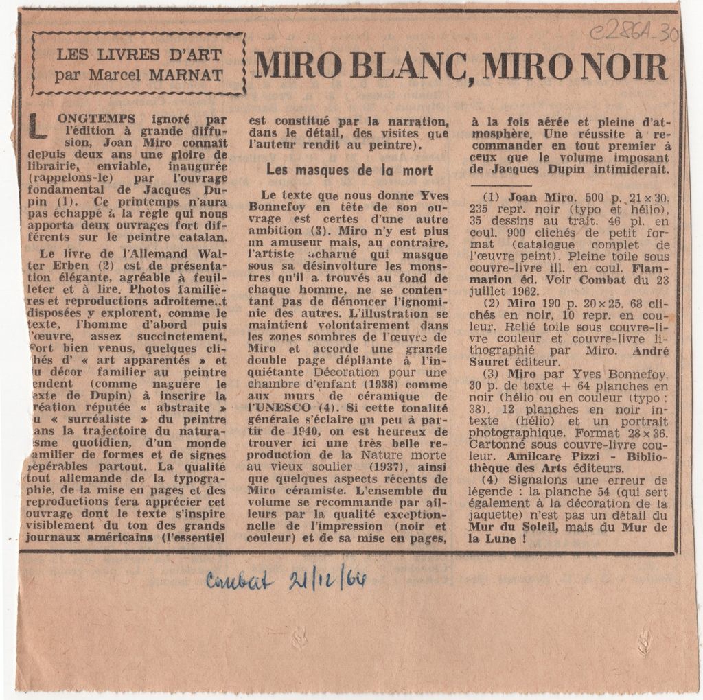 “Miró blanc, Miró  noir”
