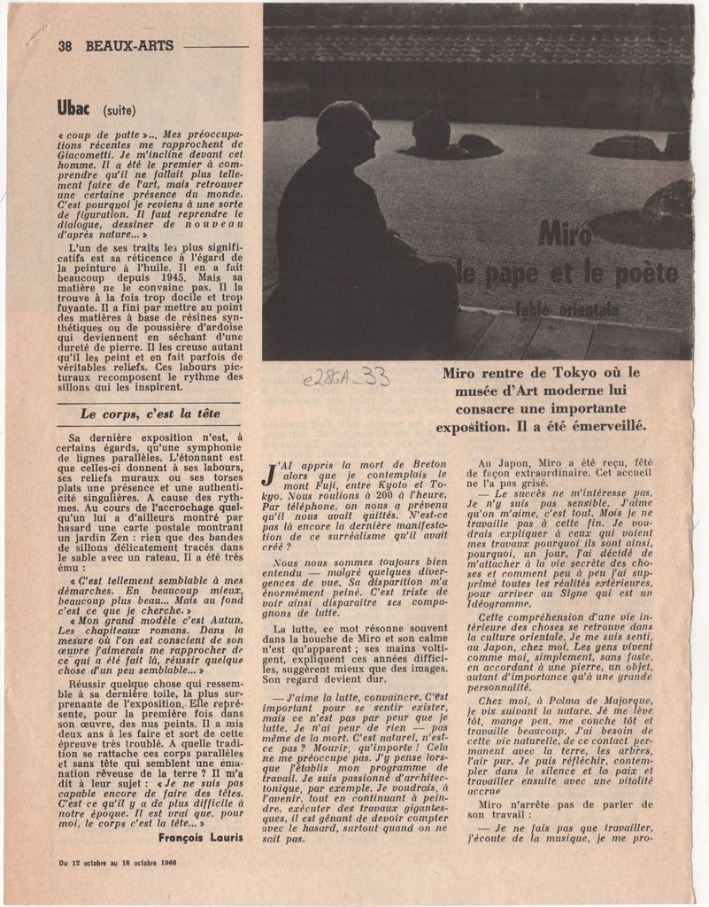 “Miró  le pape et le poète fable orientale”