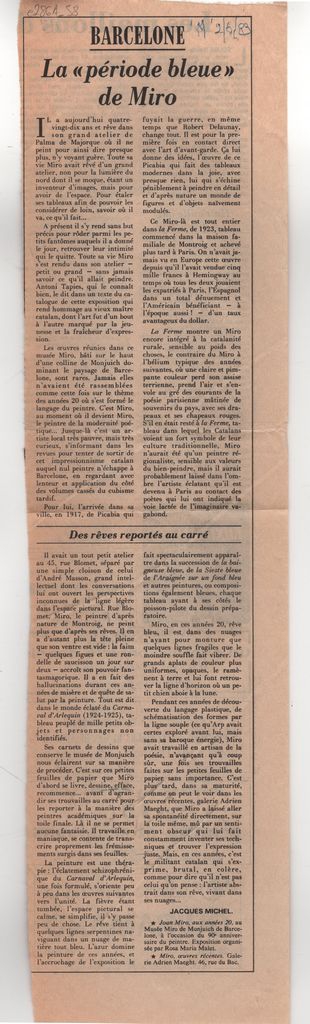 “La ‘période bleue de Miró”
