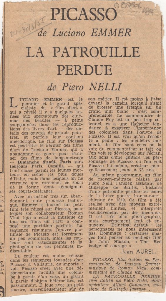 “Picasso de Luciano Emmer. La patrouille perdue”