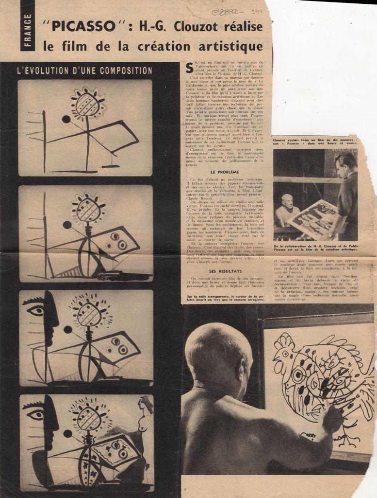 “Picasso: H. G. Clouzot rélase le film de la création aristique”