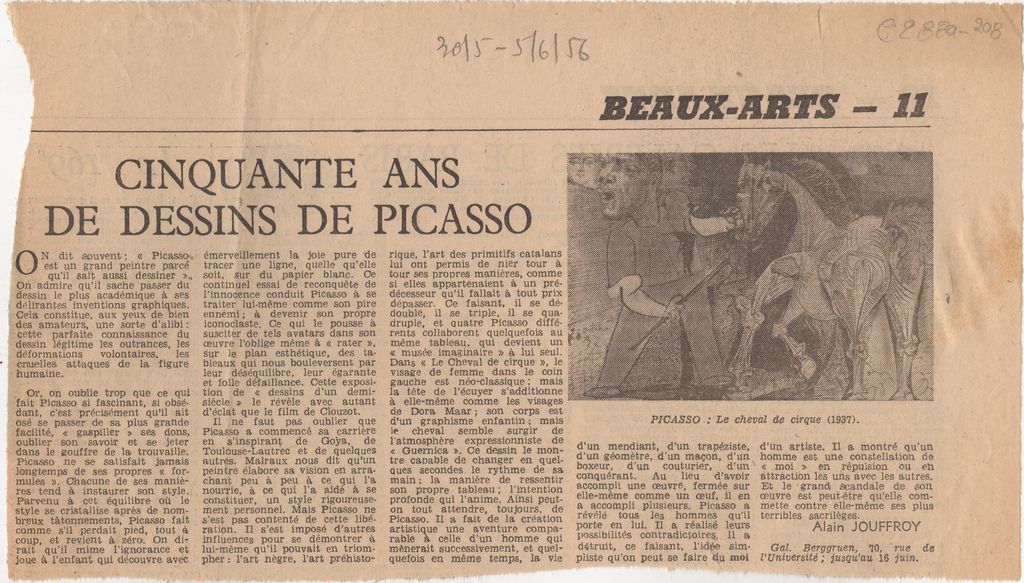 “Cinquante ans de dessins de Picasso”