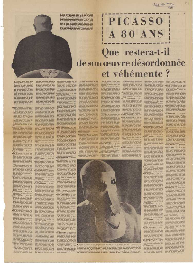 “Picasso a 80 ans. Que restera-t-il de son oeuvre désordonnée et véhémente?”