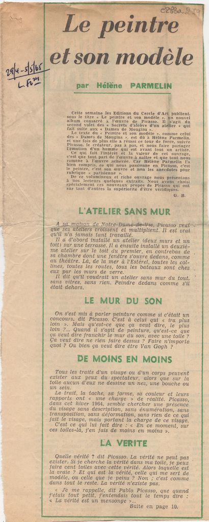 “Le peintre et son modèle”