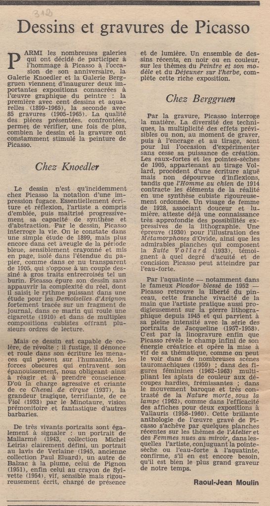 “Dessins et gravures de Picasso”