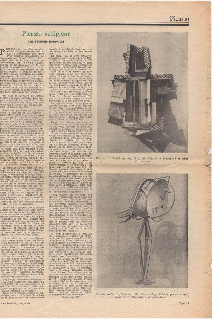 “Picasso sculpteur”