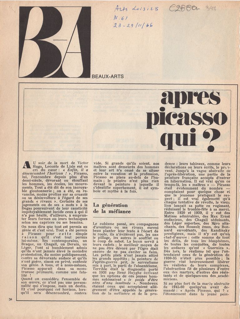 “Après Picasso qui?”