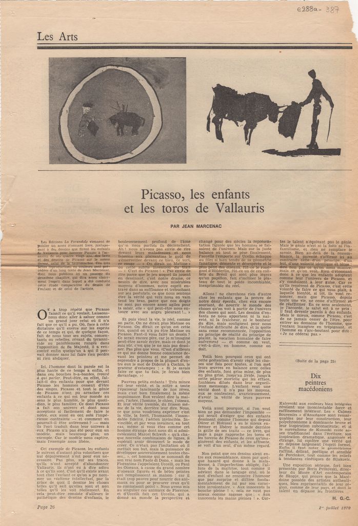 “Picasso, les enfants et les toros de Vallauris”