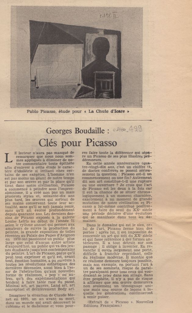 “Georges Boudaille: Clés pour Picasso”