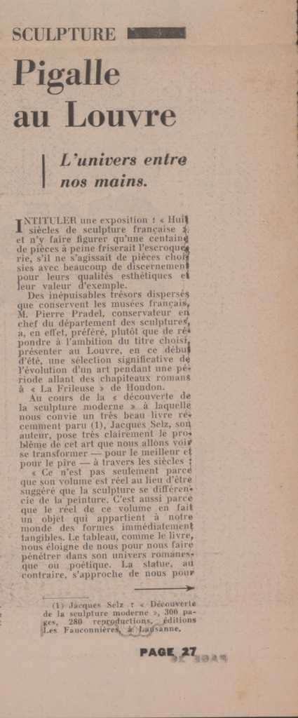 “Pigalle au Louvre. L’ univers entre nos mains”