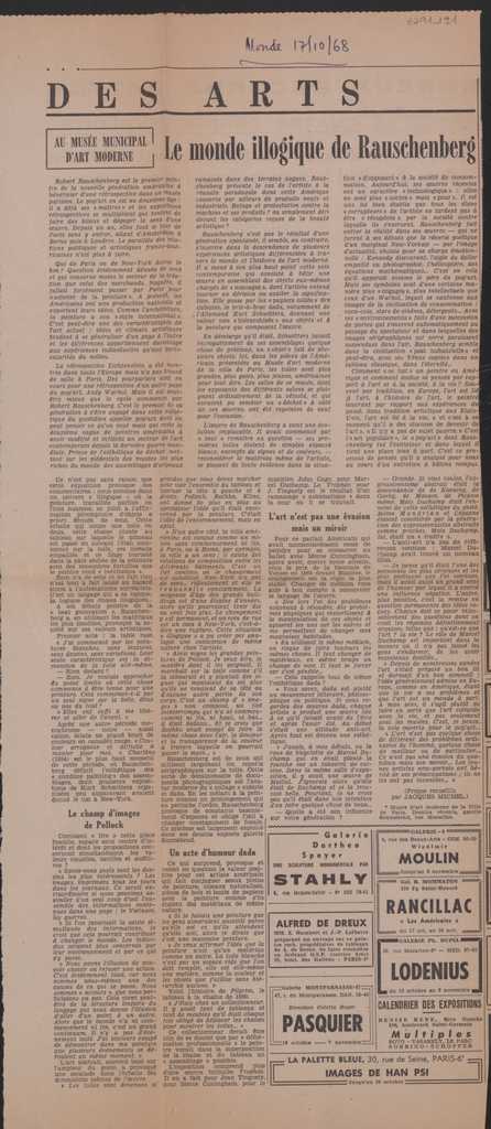 “Le monde illogique de Rauschenberg”