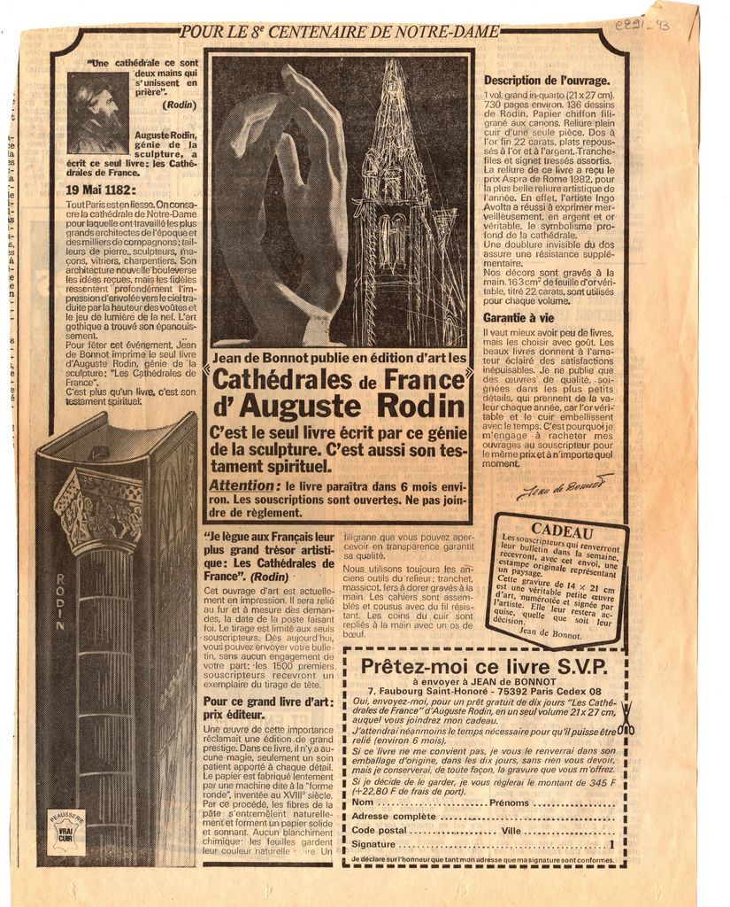 “Les Cathédrales de France d’ Auguste Rodin”