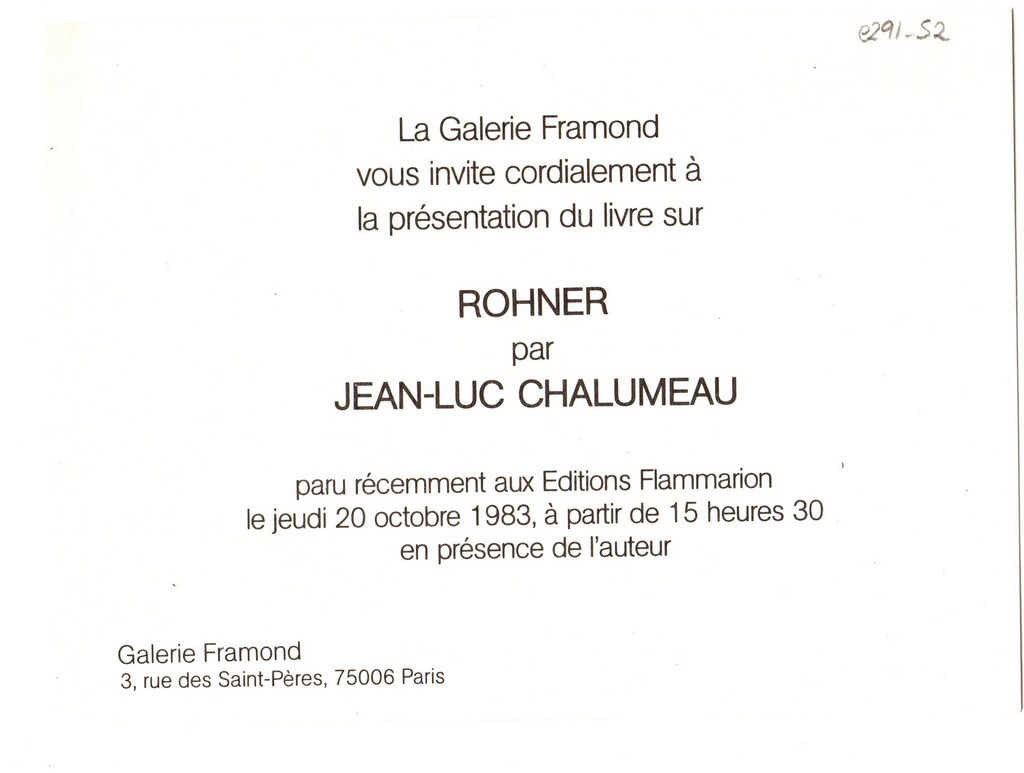 Παρουσίαση βιβλίου του Jean Luc Chalumeau για τον Georges Rohner