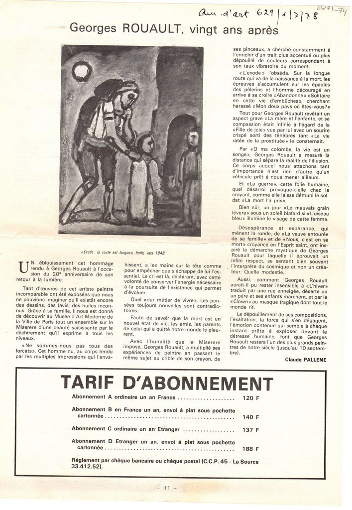 “Georges Rouault, vingt ans après”