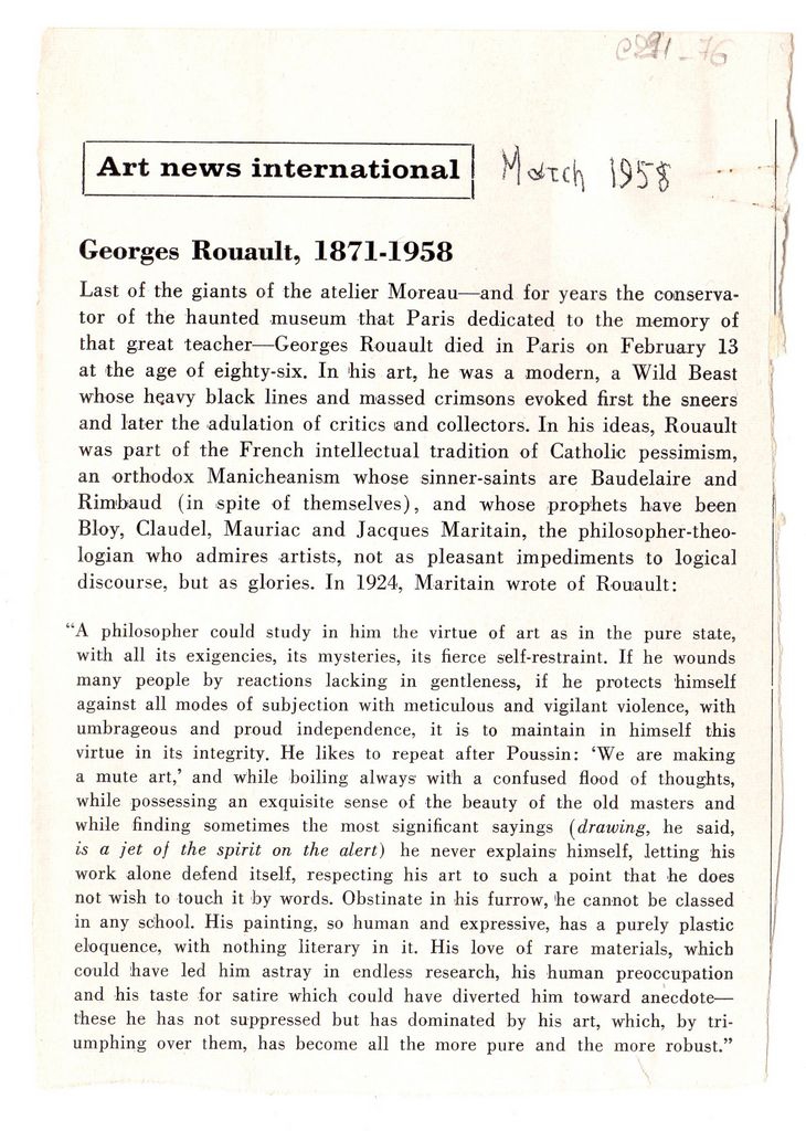 “Georges Rouault, 1871-1958”
