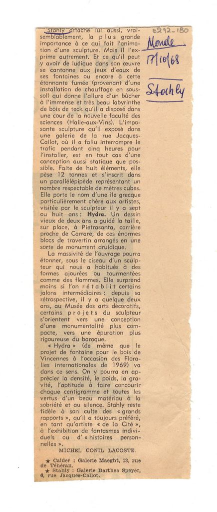 Κριτική έκθεσης του Fr. Stahly