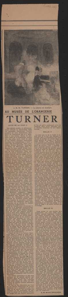 “Au Musèe de l’ Orangerie. Guide pour l’ Exposition Turner”.