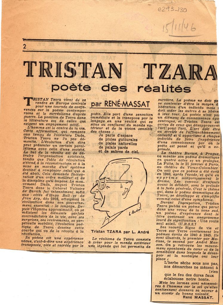 “Tristan Tzara poète des réalités”